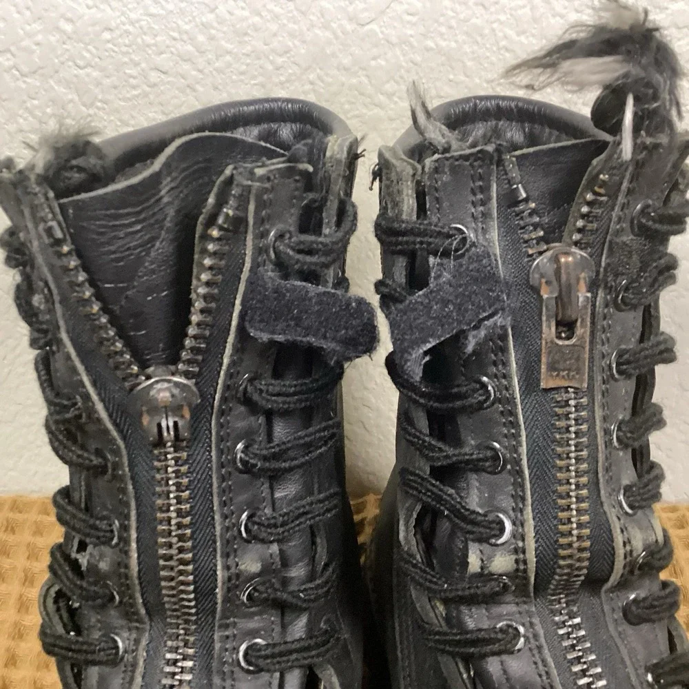 Black Fire Station Dual Lace Zipper Vibram Mens 12 Boots Firefighter EMS Combat